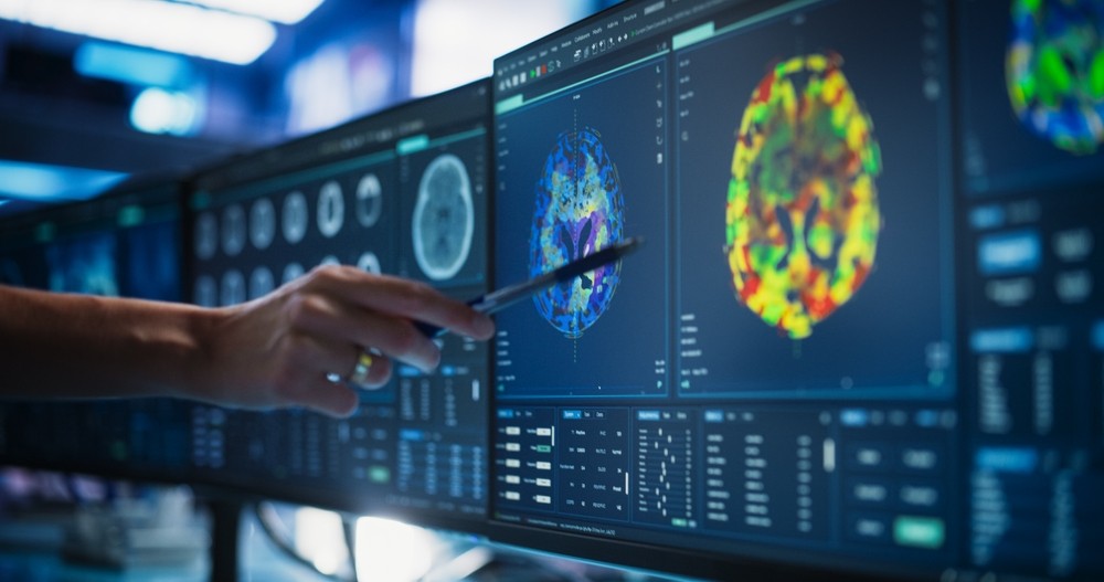 Cercetători care lucrează într-un laborator de oncologie